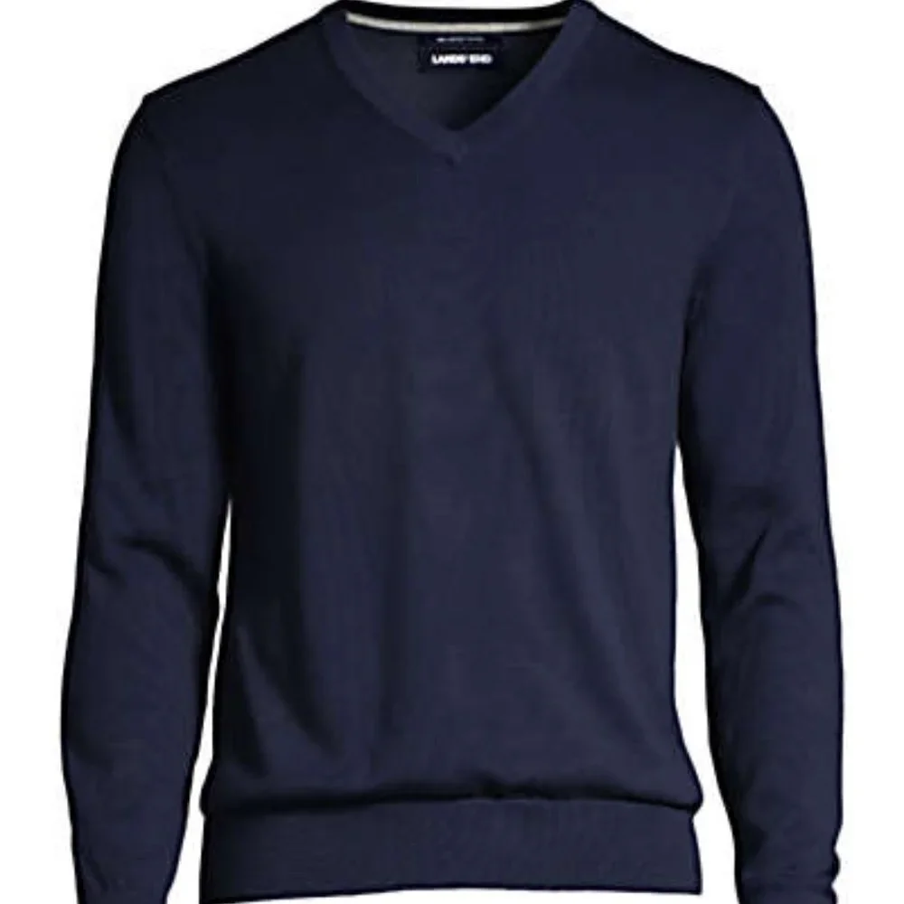 Lands End| Blue V-neck Sweater Sz L